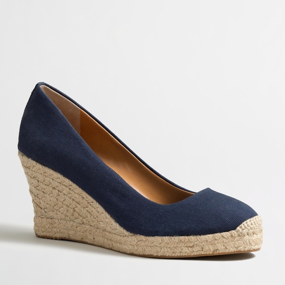 J. Crew Factory Shoes - J. CREW FACTORY | Seville Canvas Espadrille Wedge in Dark Navy, Size 8.5